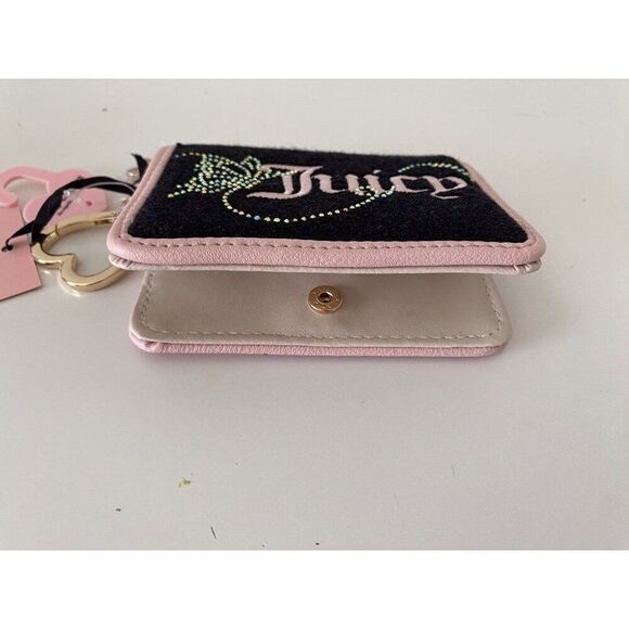 Juicy Couture Wing It Card Case Key Fob Wallet Liquorice Pink Diamond Butterfly - Picture 6 of 12